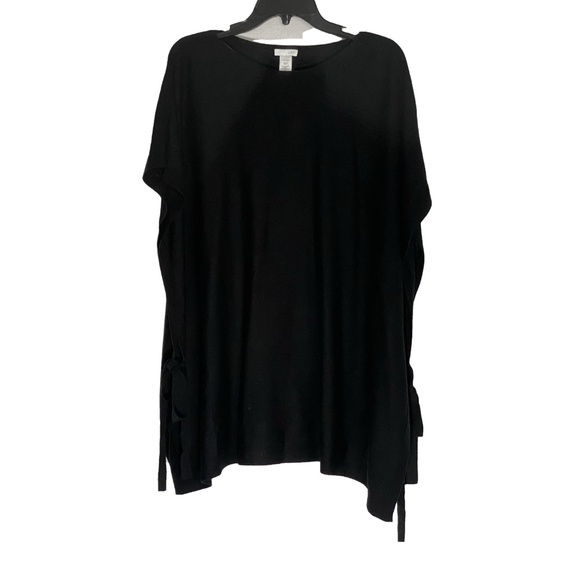 NWT J.JILL Black Merino Wool Tencel Poncho Minimalist Layering OS - NEW - Picture 2 of 13